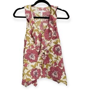 Leith Floral Ruffle Front Sleeveless Top Size Small